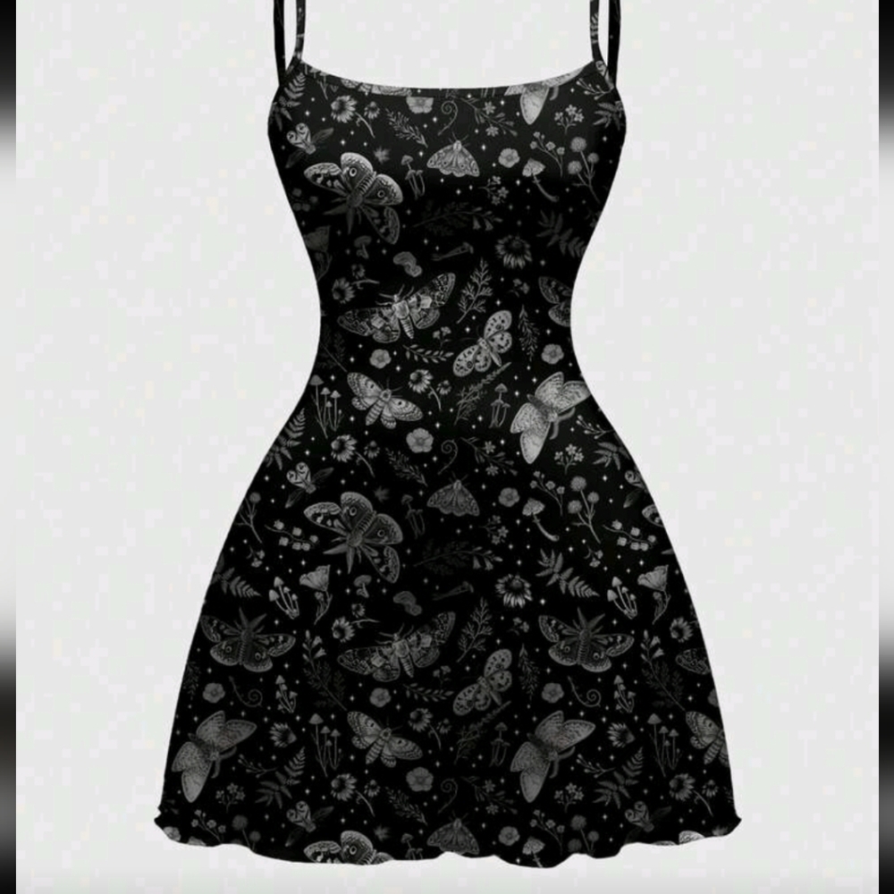 Witchy Moth Spaghetti Strap Dress
